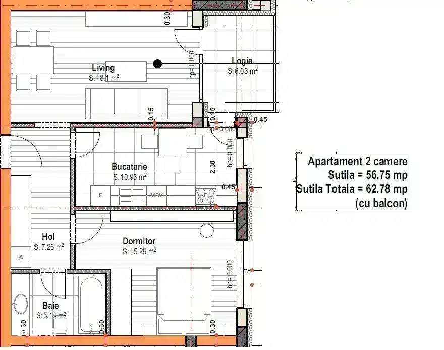 Apartament 57mp utili/ etaj 1 / 15 min Metrou 1 Decembrie 1918 Pallady - Imagine principală: 4/10