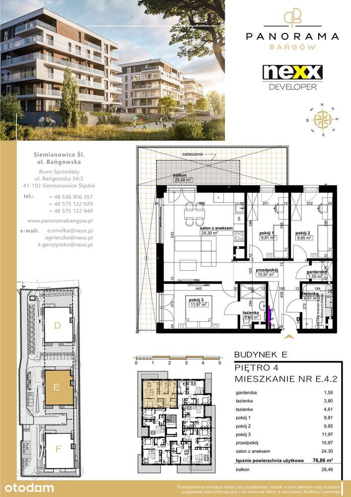4-pokojowe mieszkanie 76m2 + balkon Bezpośrednio - Pełny obrazek: 2/5