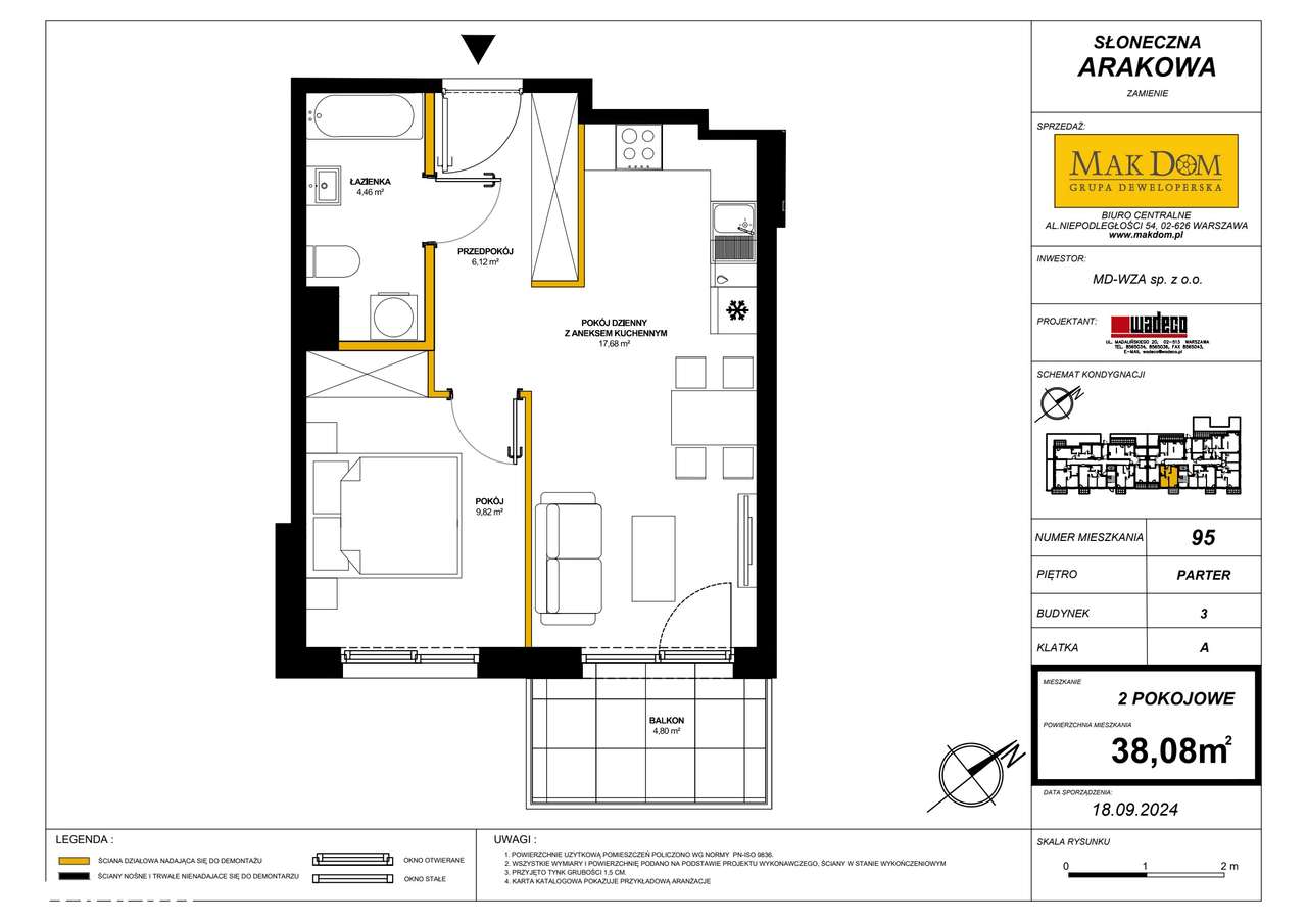 2-pokojowe mieszkanie 38m2 + balkon - Pełny obrazek: 2/7