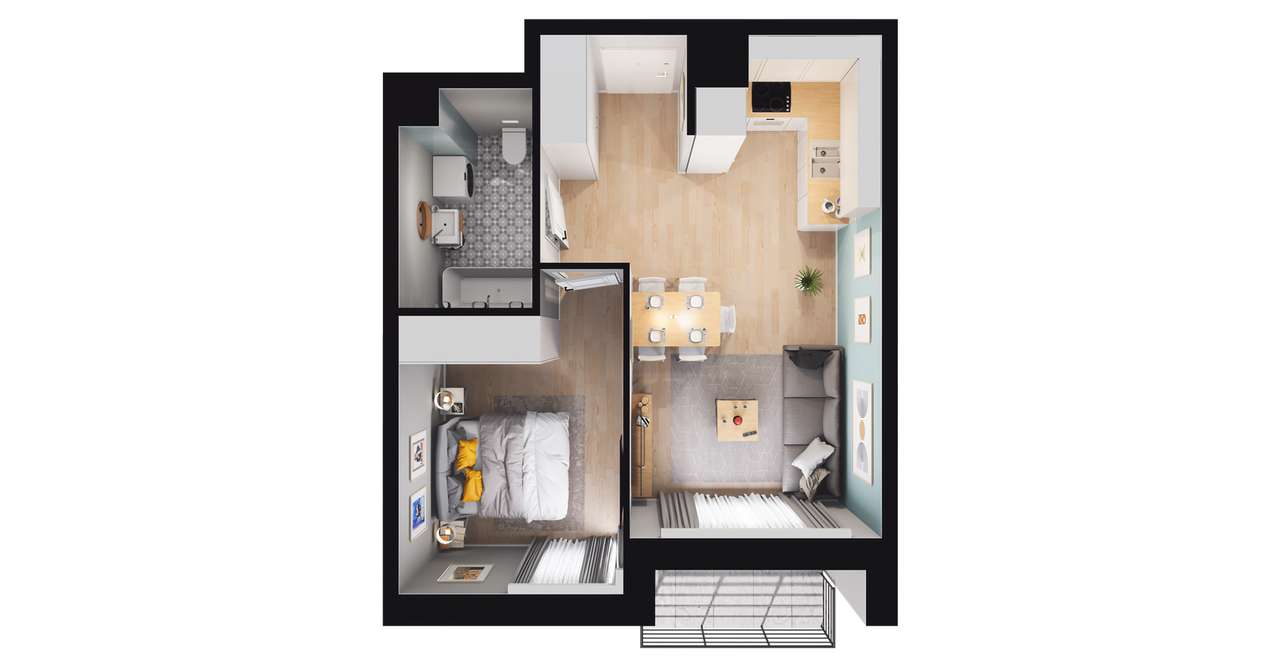 2-pokojowe mieszkanie 37m2 + loggia Bez Prowizji - Pełny obrazek: 2/8