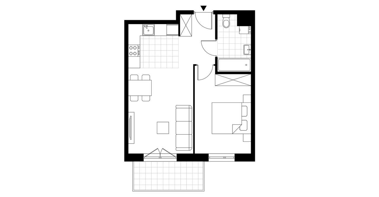 2-pokojowe mieszkanie 44m2 + balkon - Pełny obrazek: 3/8