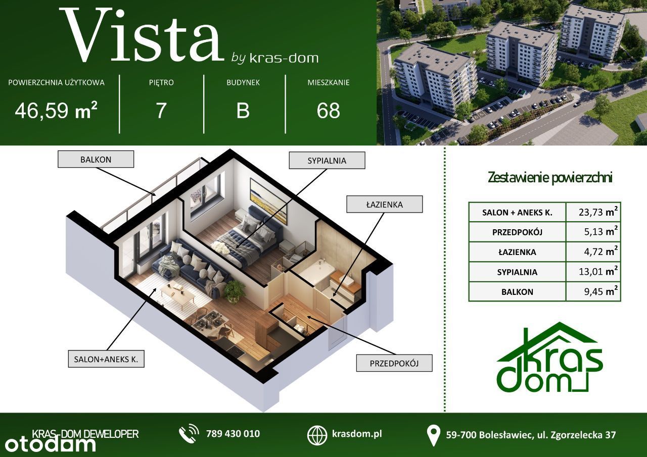 Vista by kras-dom Mieszkanie 46,59 m2