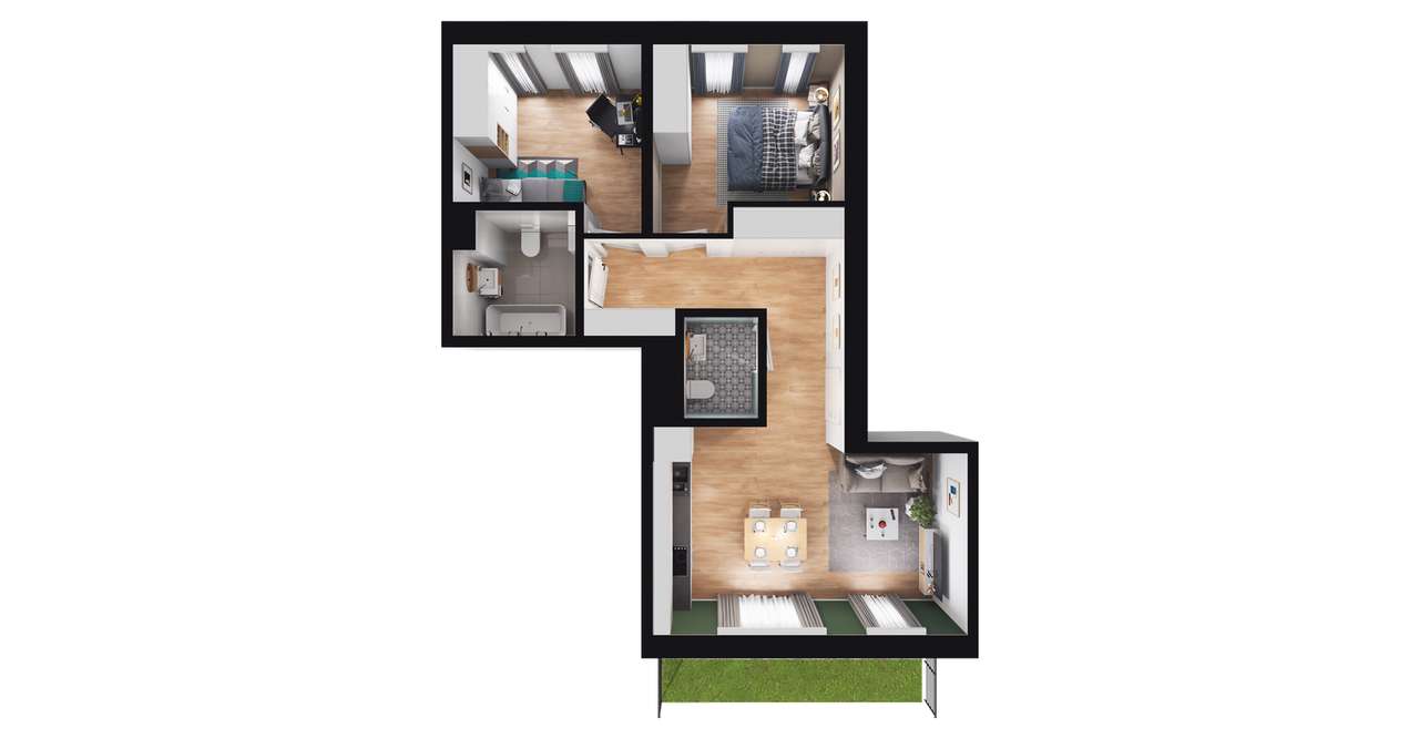 3-pokojowe mieszkanie 63m2 + taras Bez Pośredników - Pełny obrazek: 2/8