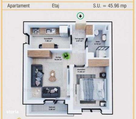 Apartament 2 camere Militari Residence-13