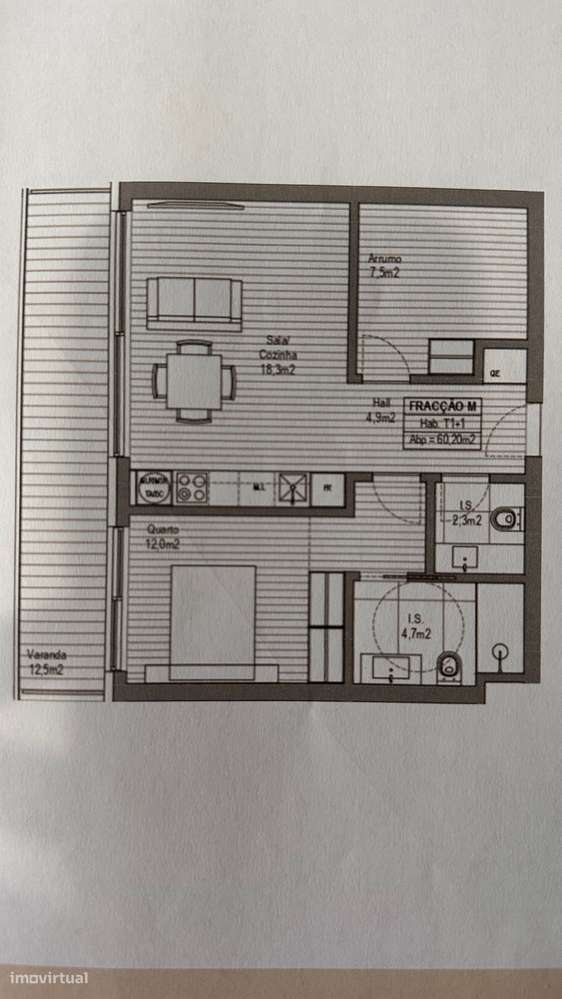 T1+1 com rooftop e garagem perto da praia – Canidelo - Grande imagem: 5/15