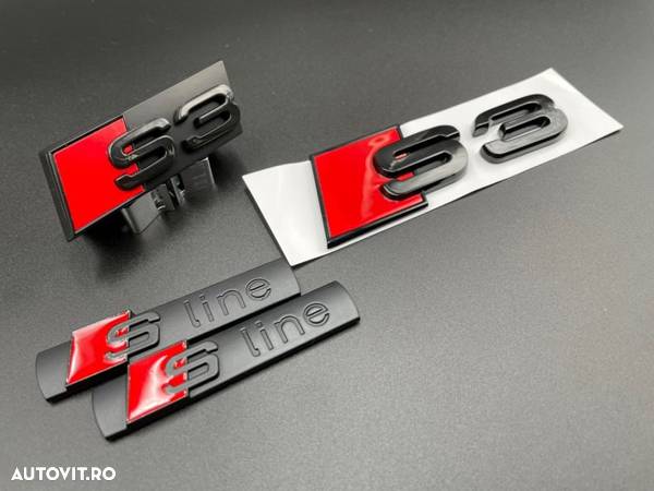 Set embleme Premium Audi S3 Negru / Roșu - 2