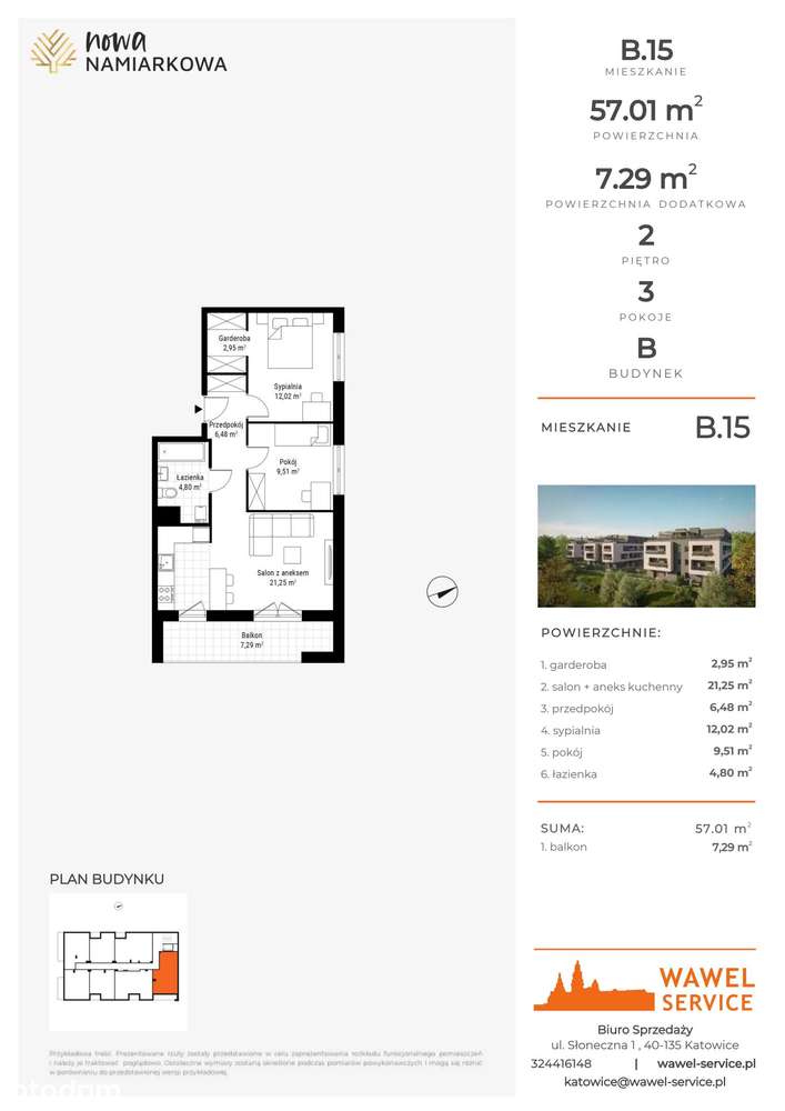 3-pokojowe mieszkanie 57m2 + balkon Bezpośrednio - Pełny obrazek: 2/9