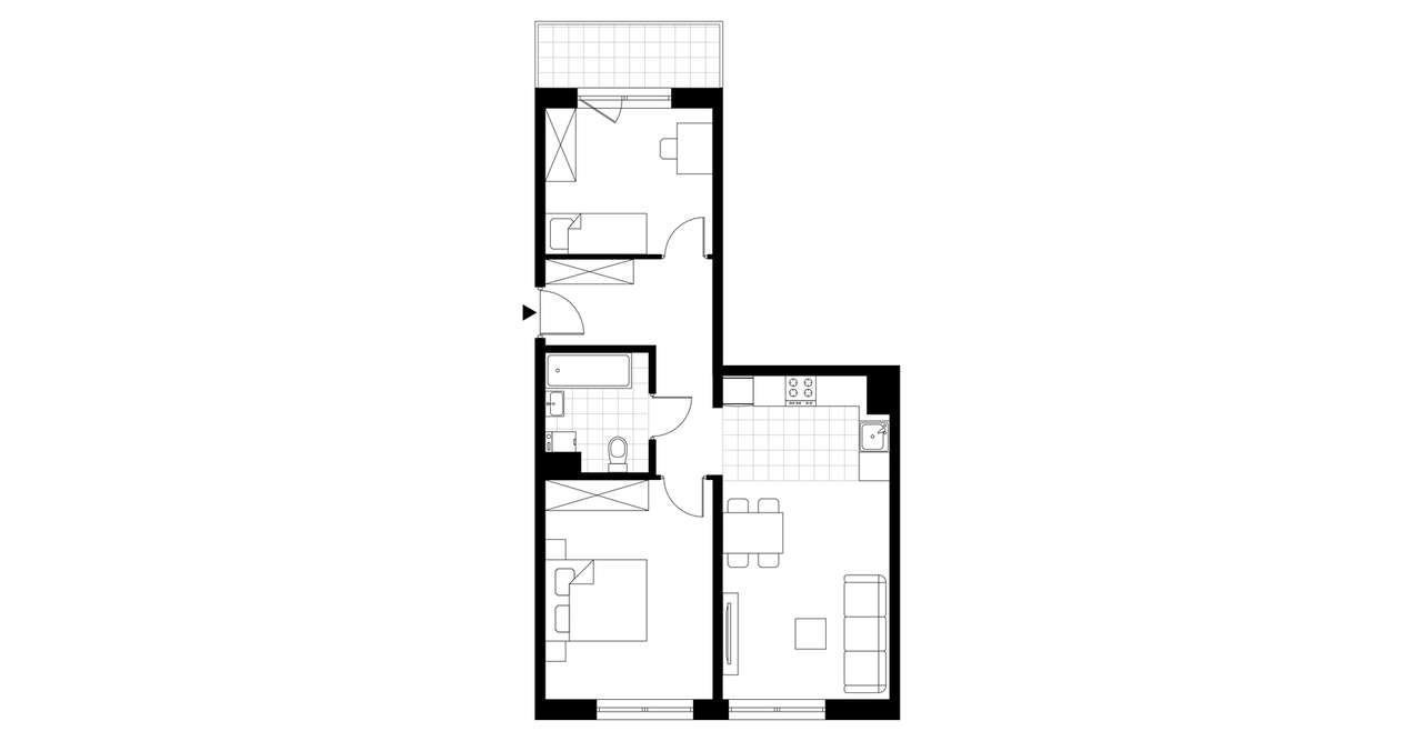 3-pokojowe mieszkanie 66m2 + loggia Bezpośrednio - Pełny obrazek: 3/8
