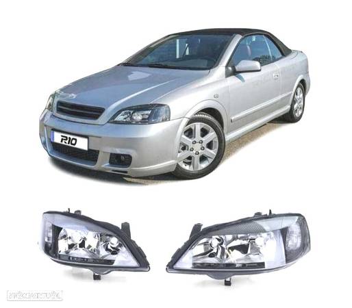 FARÓIS OPTICAS PARA OPEL ASTRA G 98-04 FUNDO PRETO - 1