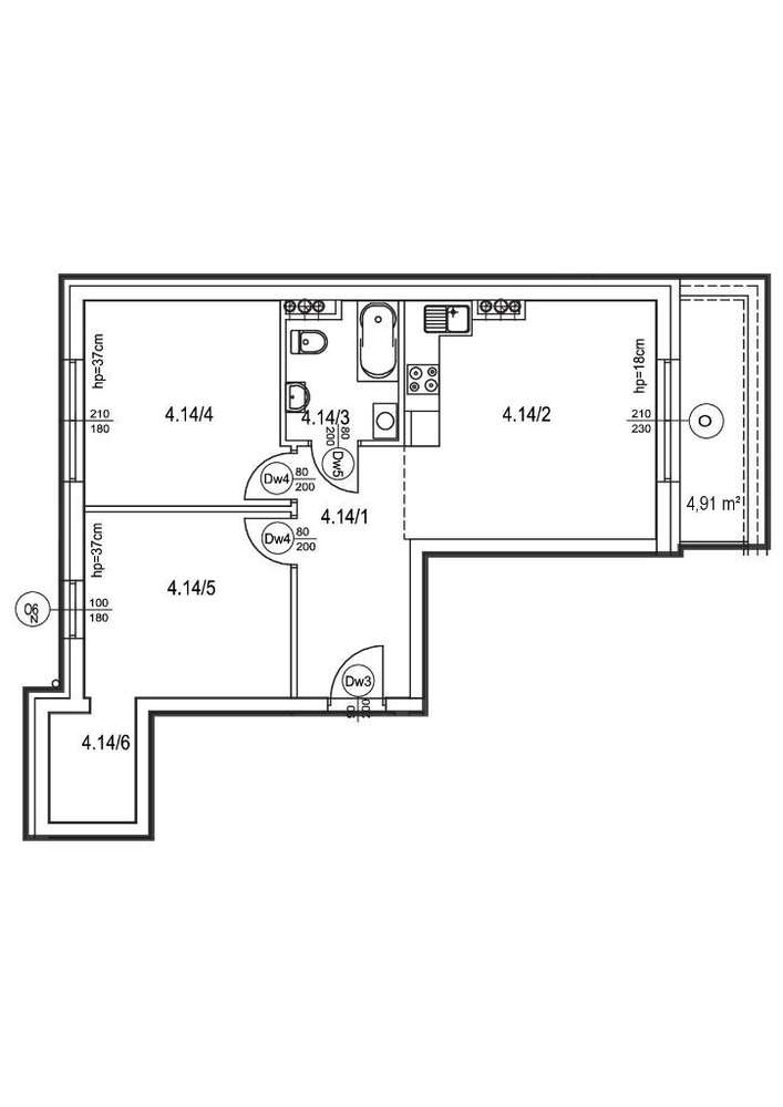 Nowoczesne mieszkanie - 56 m2, B1 4.14 - REZERWACJA - Pełny obrazek: 2/7