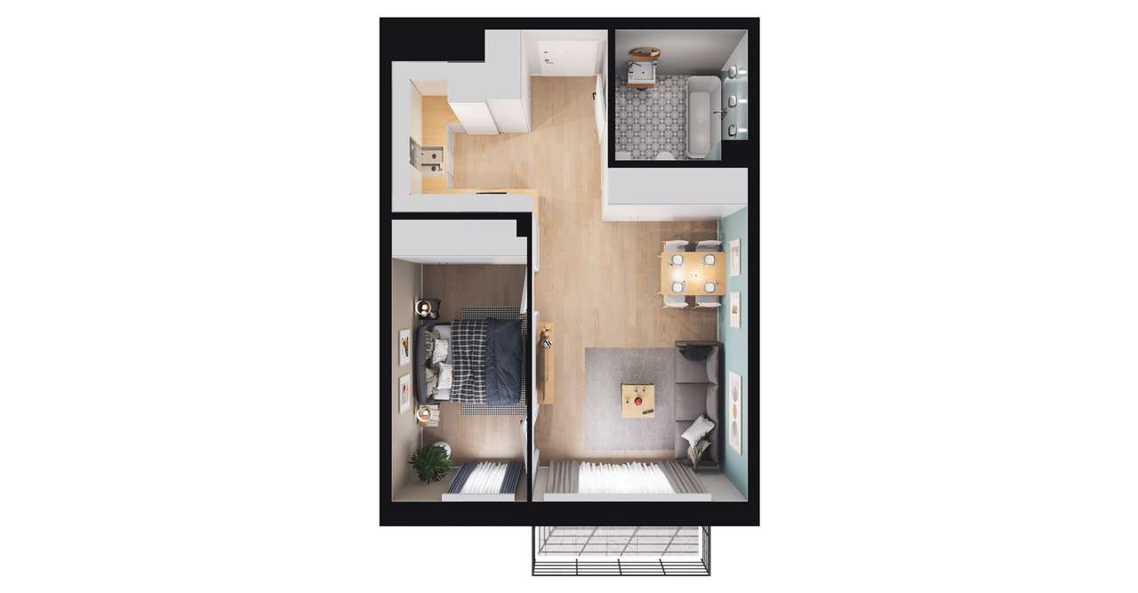 2-pokojowe mieszkanie 42m2 Bezpośrednio - Pełny obrazek: 3/5