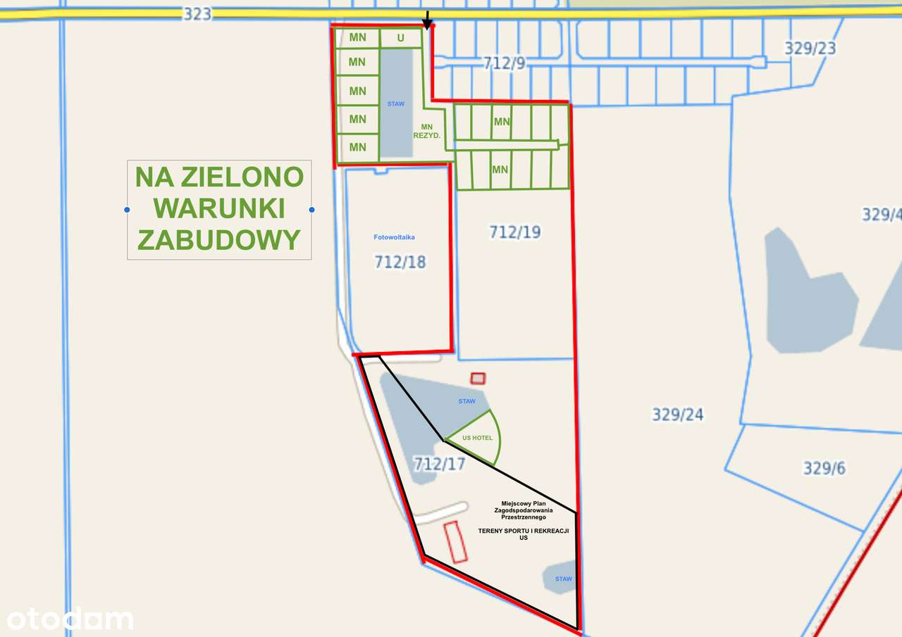 ranczo, boisko, stawy, budynki zaplecza, korty, WZ na domy - Pełny obrazek: 4/20