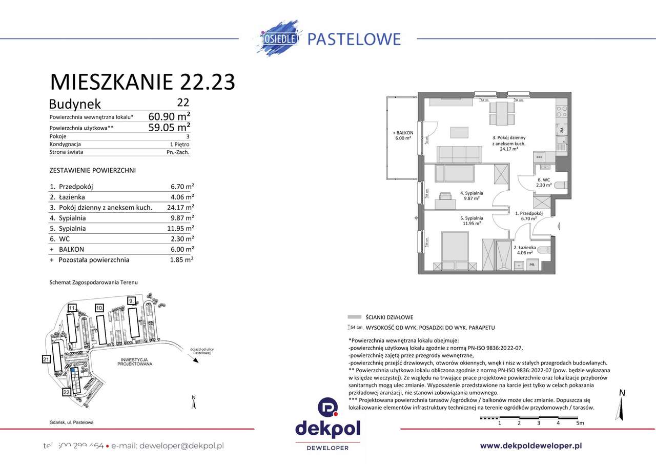 3-pokojowe mieszkanie 59m2 + balkon Bez Prowizji - Pełny obrazek: 2/7