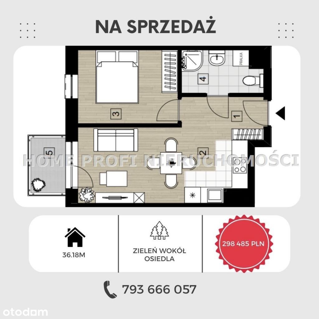 Dwupokojowe mieszkanie ul.Bałtycka - 298 485 zł