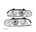 FARÓIS XENON ANGEL EYES PARA BMW SERIE 5 E39 95 - 00 FUNDO CROMADO - 1