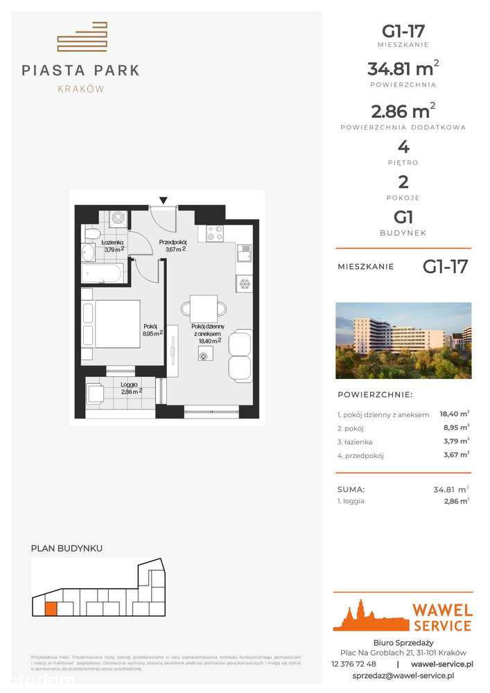 Piasta Park V​I | mieszkanie 2-pok. | G1-17 - Pełny obrazek: 2/7