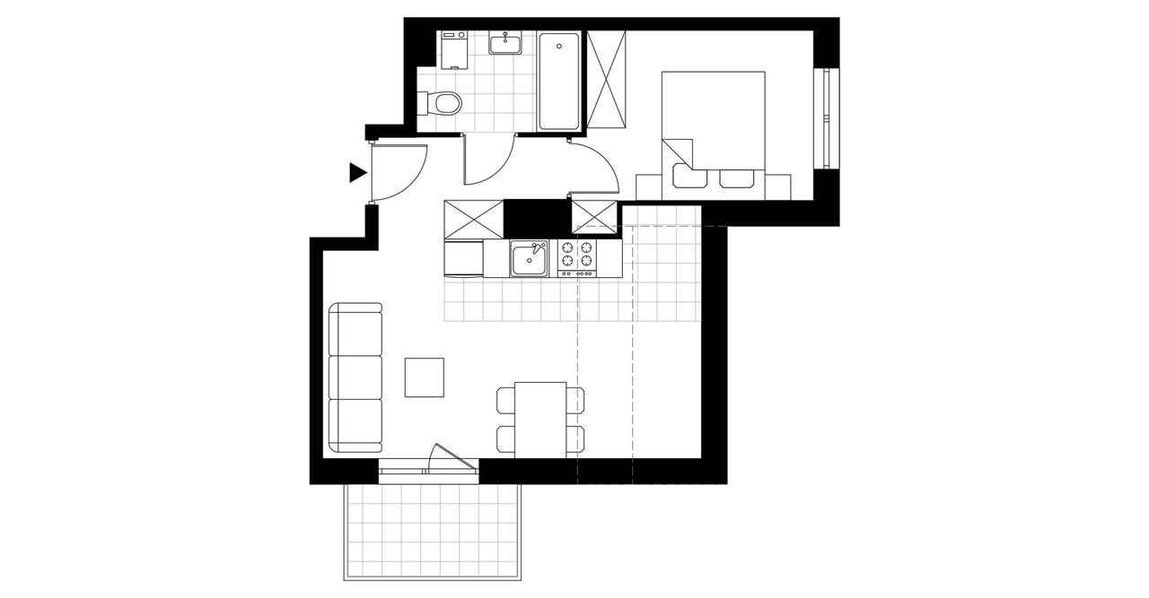 2-pokojowe mieszkanie 33m2 + balkon Bezpośrednio - Pełny obrazek: 3/8