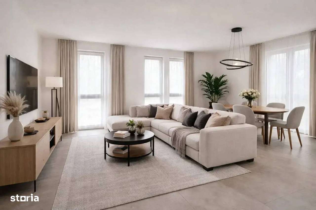 Apartament 3 camere, terasa 65 mp, curte 104 mp, bloc nou, metrou