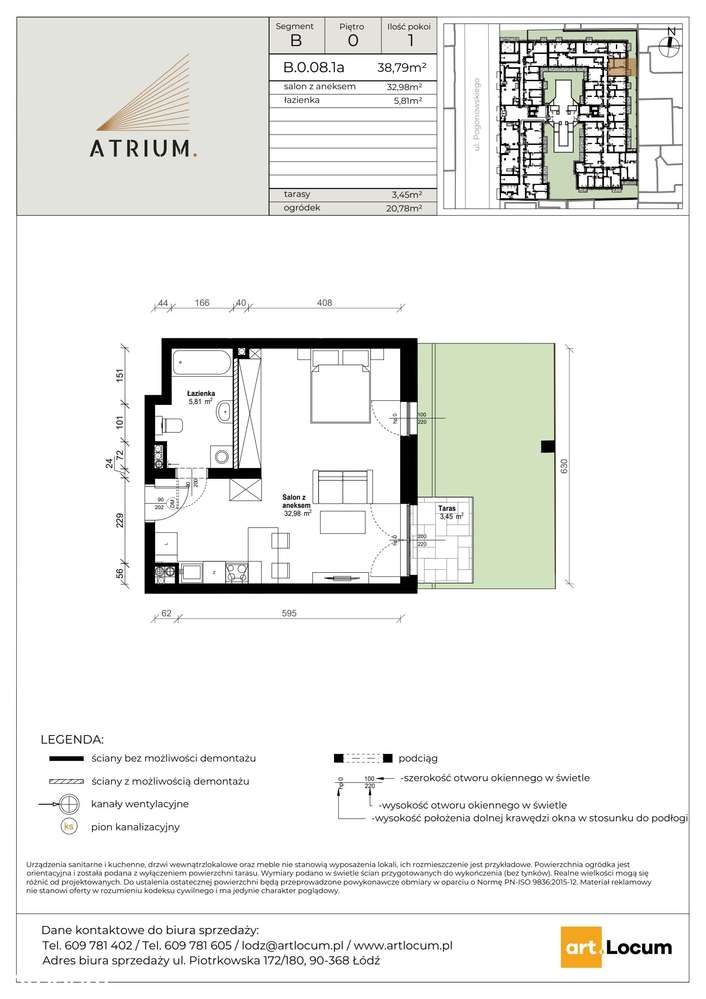 1-pokojowe mieszkanie 39m2 + ogródek Bez Prowizji - Pełny obrazek: 2/7