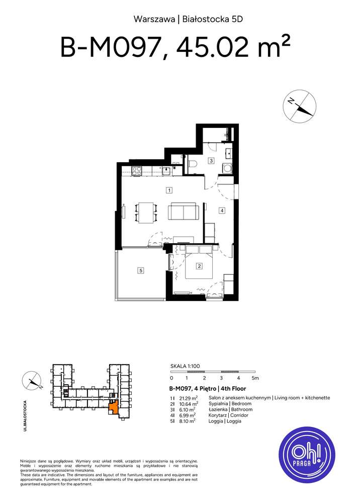 2-pokojowe mieszkanie 45m2 + loggia Bezpośrednio - Pełny obrazek: 2/9