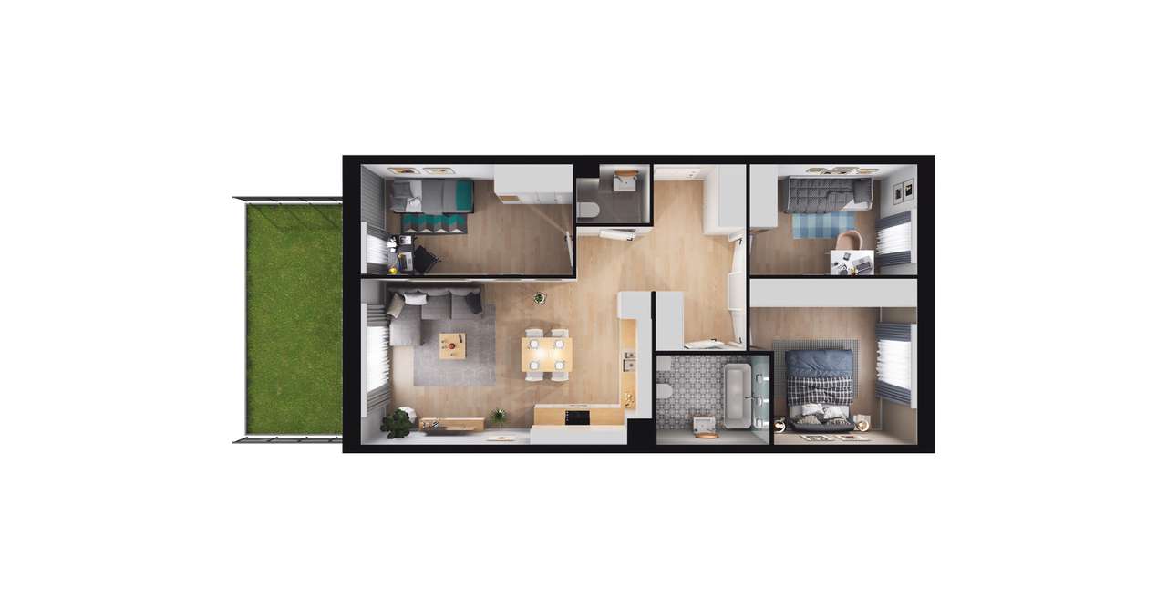 4-pokojowe mieszkanie 68m2 + ogródek Bezpośrednio - Pełny obrazek: 2/8