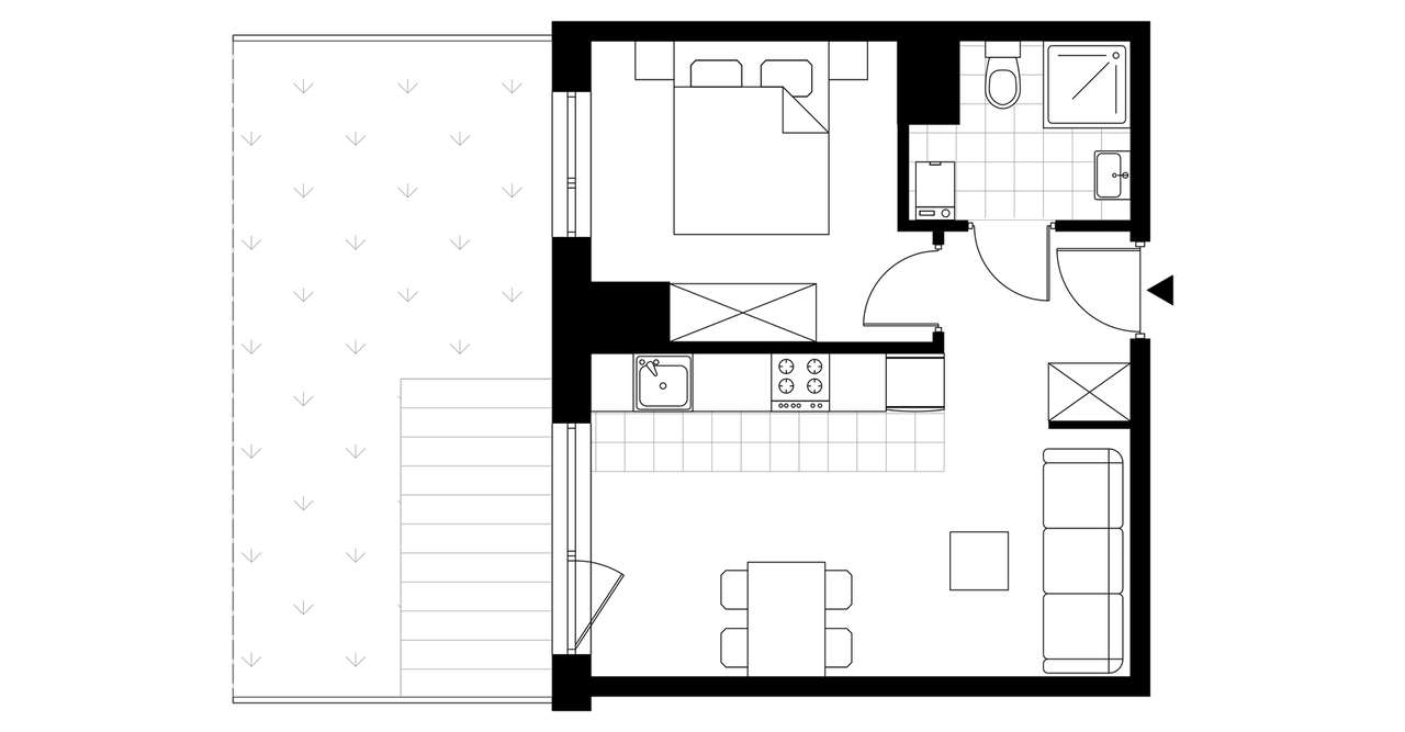 2-pokojowe mieszkanie 34m2 + ogródek Bezpośrednio - Pełny obrazek: 3/8