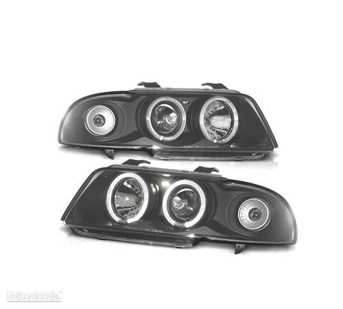 FARÓIS ANGEL EYES PARA AUDI A4 B5 94-99 FUNDO PRETO - 1