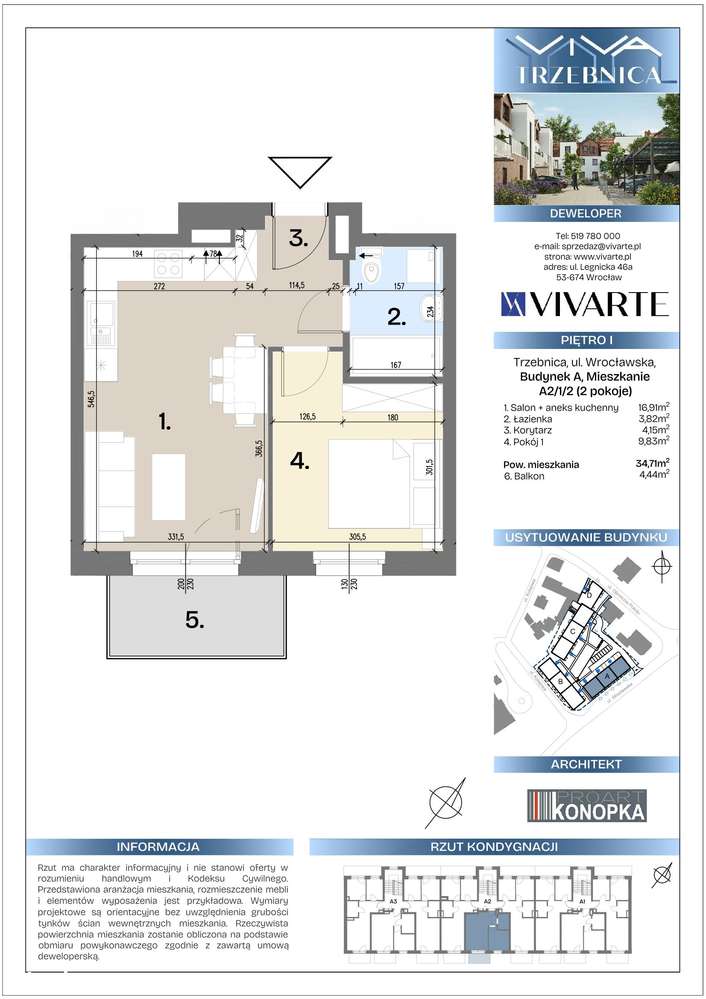 VIVA Trzebnica/ mieszkanie 2-pok./ A2.1.2 / 34,71 m2 - Pełny obrazek: 5/10