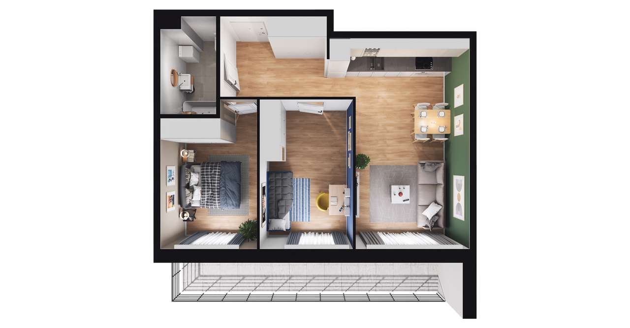 3-pokojowe mieszkanie 55m2 + loggia Bez Prowizji - Pełny obrazek: 2/8