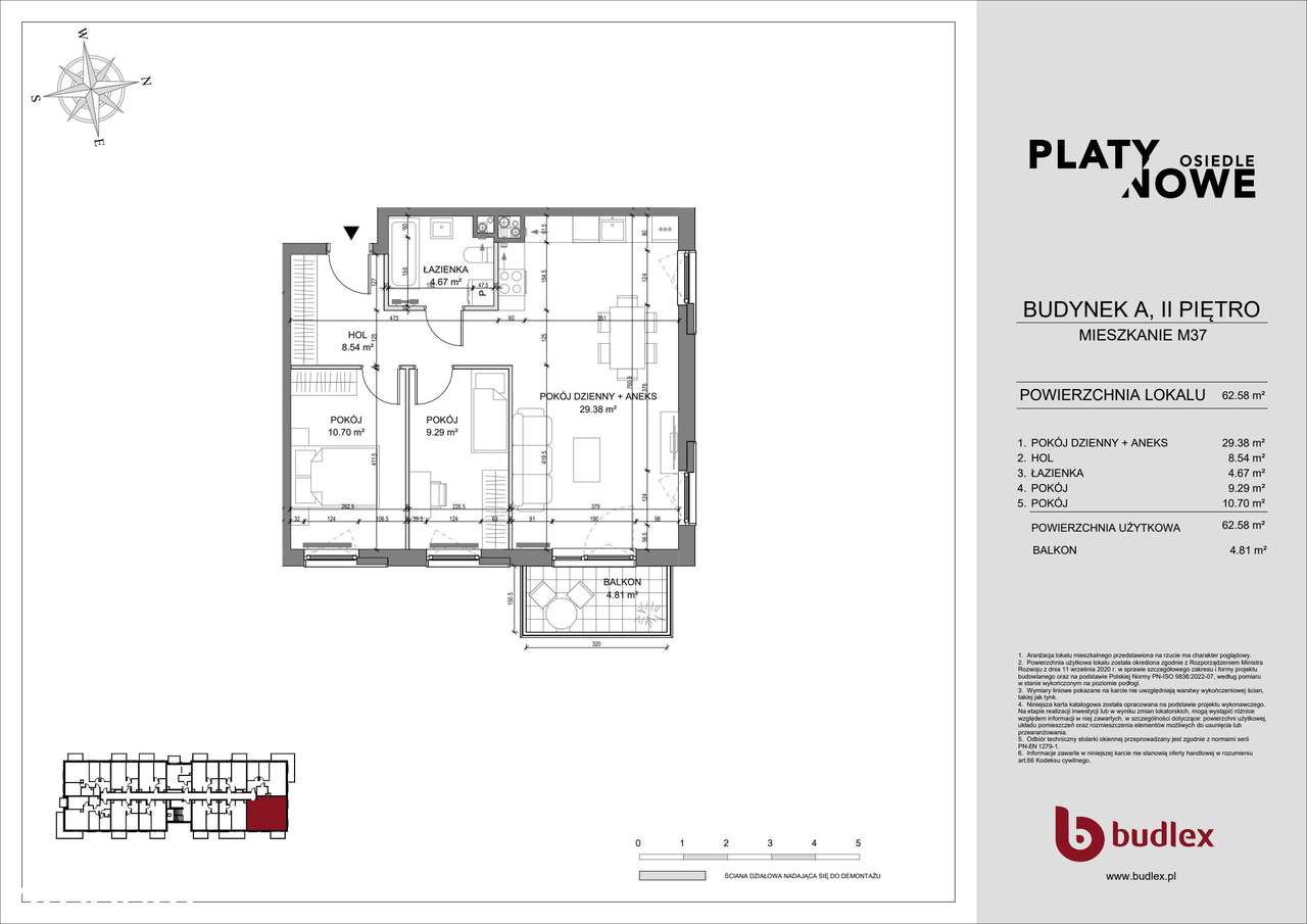 3-pokojowe mieszkanie 62m2 + balkon Bezpośrednio - Pełny obrazek: 2/7