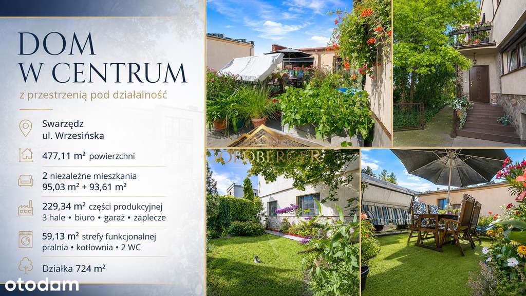 Dom w centrum z przestrzenią dla firmy