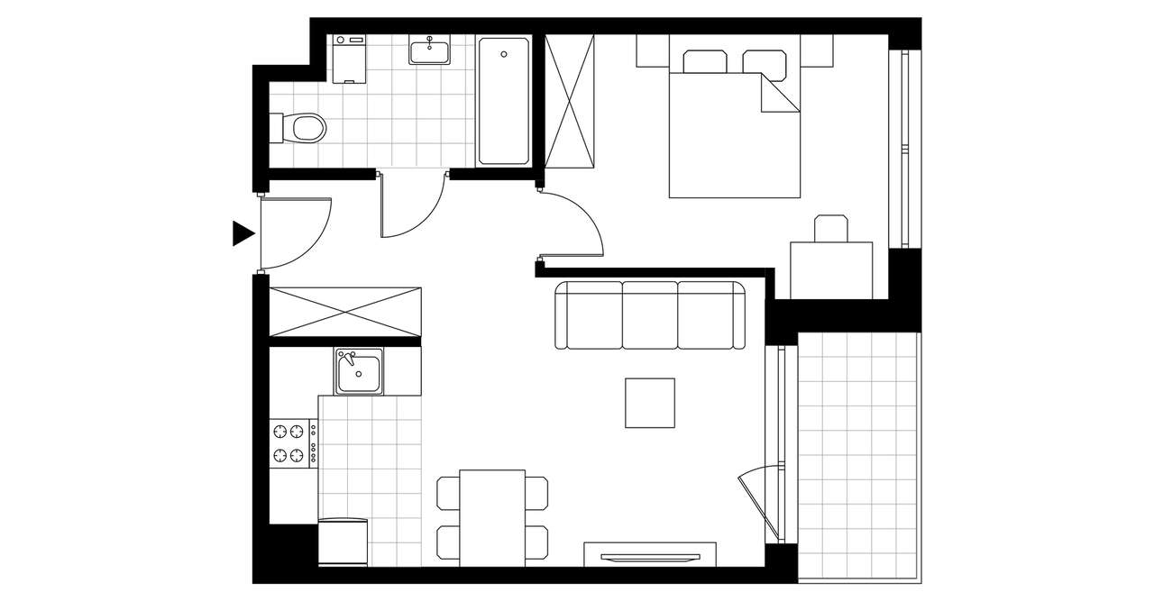 2-pokojowe mieszkanie 41m2 + balkon - Pełny obrazek: 3/8