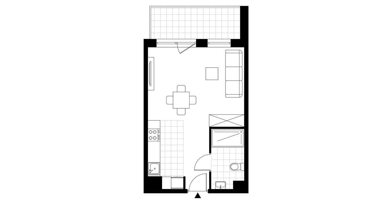 1-pokojowe mieszkanie 32m2 + balkon - Pełny obrazek: 3/8