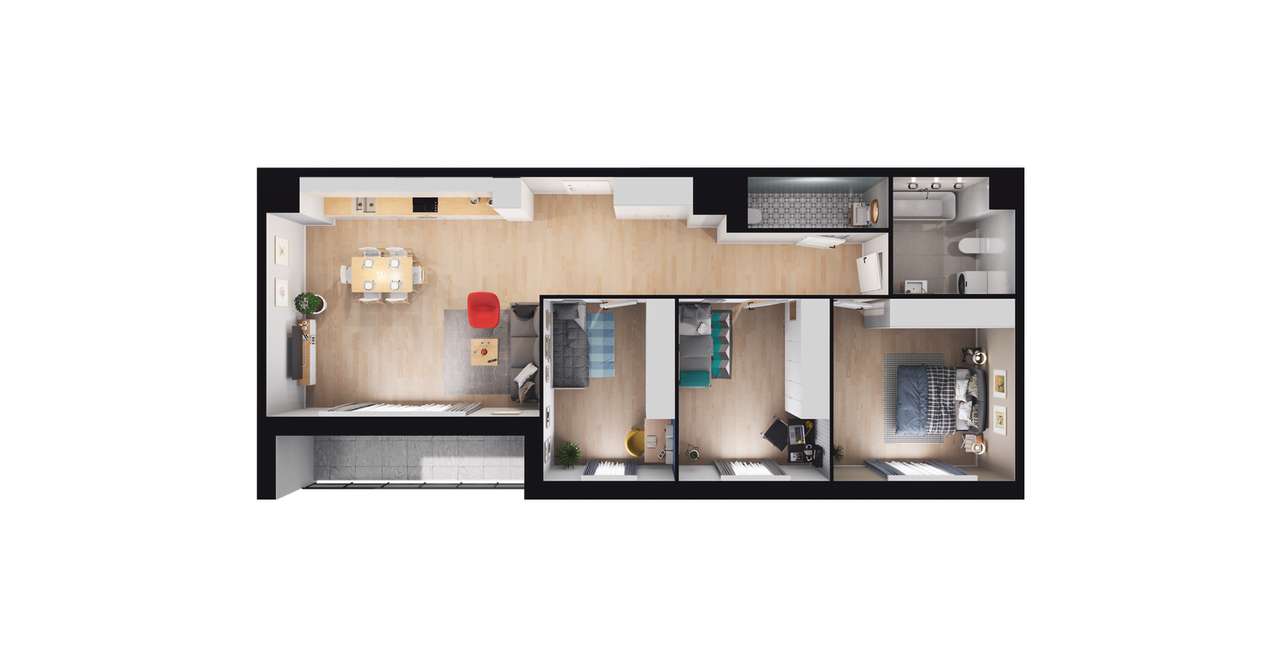 4-pokojowe mieszkanie 85m2 + loggia Bezpośrednio - Pełny obrazek: 2/8