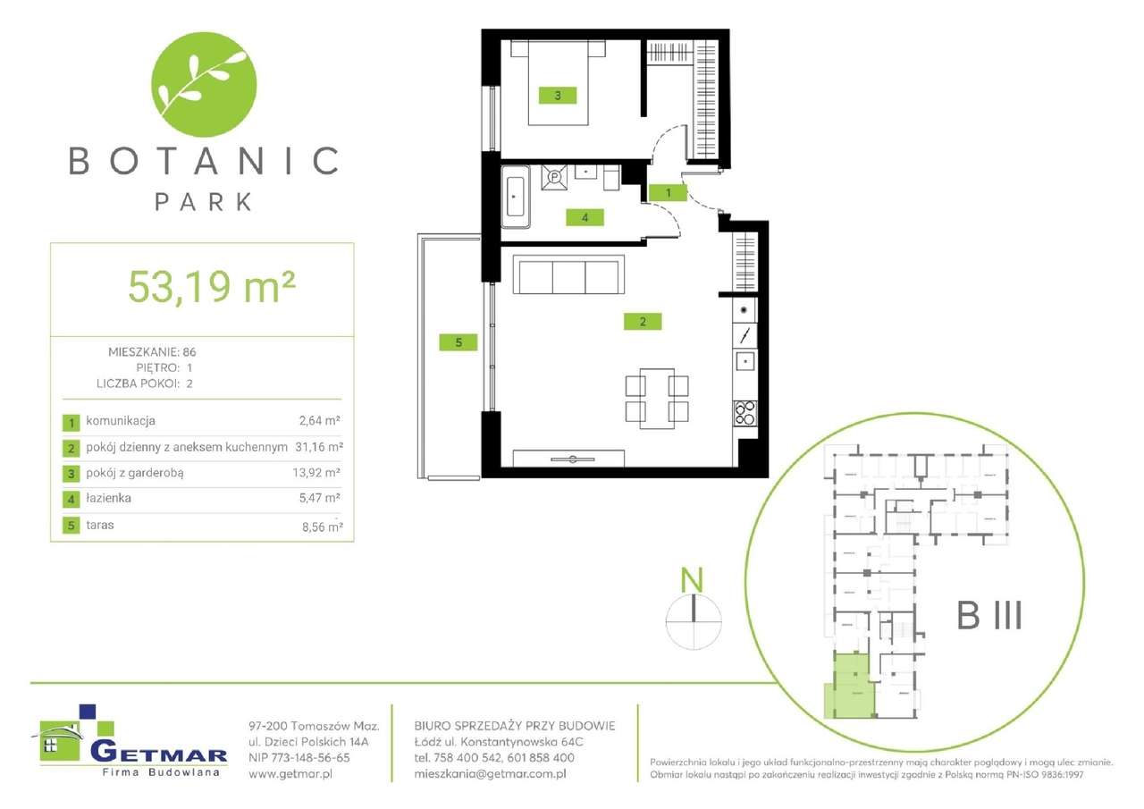 Botanic Park | ustawny apartament nr 86 - Pełny obrazek: 2/7