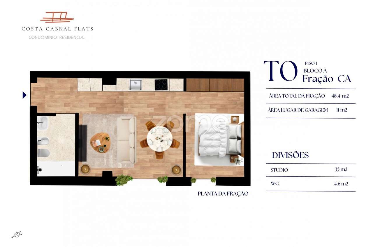 Apartamento T0 CA Costa Cabral Polo Universitário - Grande imagem: 4/24