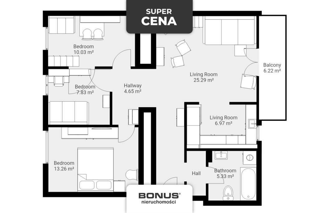Rodzinne i przestronne | 84m w centrum z balkonem - Pełny obrazek: 3/16