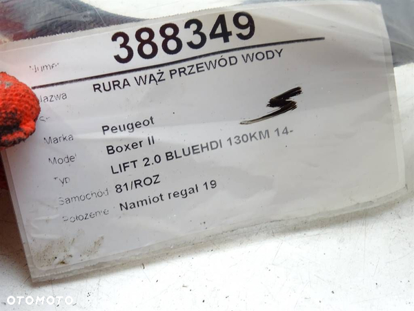 RURA WĄŻ PRZEWÓD WODY PEUGEOT BOXER Autobus 2005 - 2022 2.0 BlueHDi 130 96 kW [130 KM] olej - 4