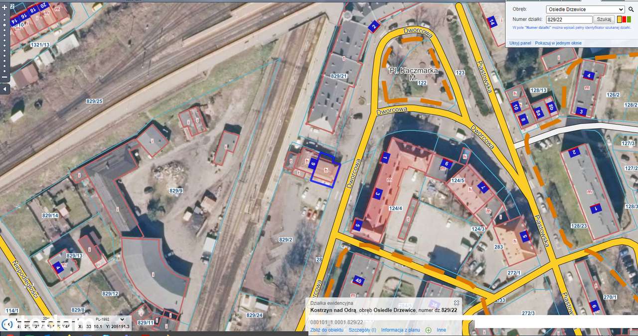 sprzedaż dz. nr 829/22 ob. Os. Drzewice, zab. pawilonem handlowym-1