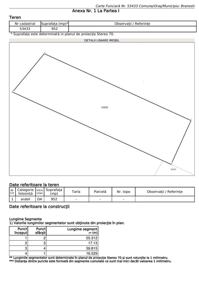 Teren intravilan 952 mp în Brănești – utilități la stradă, 72 €/mp - Imagine principală: 4/10