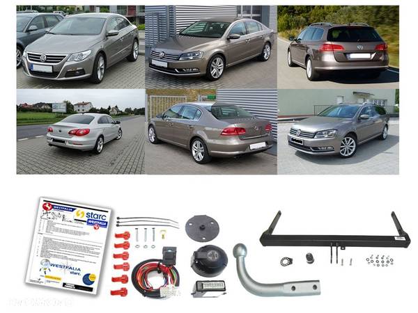 Nowy Kompletny Hak Holowniczy Westfalia Starc + Kula + Moduł Dedykowany + Wiązka Uniwersalna + Gniazdo elektr. do Vw Volkswagen Passat B7 Cc Kombi Variant Limuzyna Sedan 4d Alltrac od 2010 do 2014 - 5