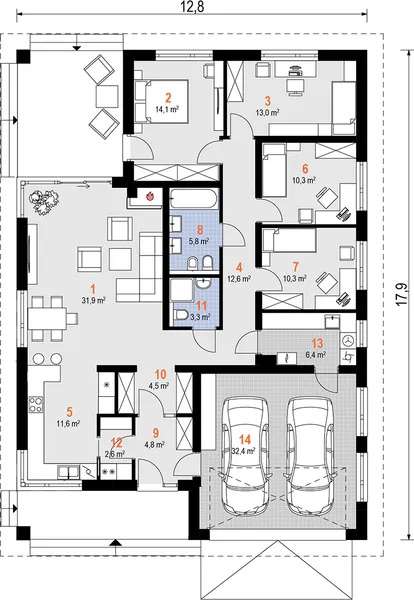 Nowoczesny dom parterowy 164 m², Kościołków-14