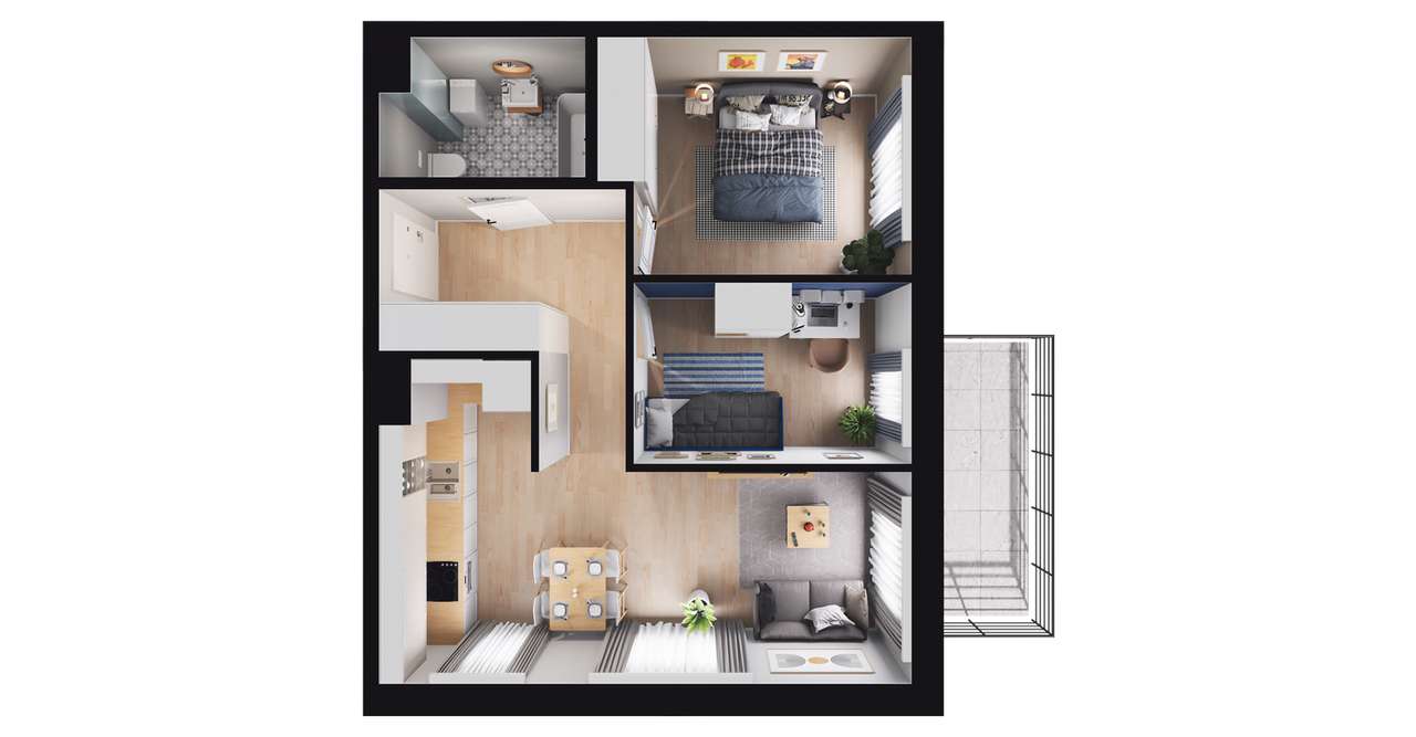 3-pokojowe mieszkanie 49m2 + balkon Bez Prowizji - Pełny obrazek: 2/8