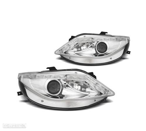 FAROIS FRONTAL PARA SEAT IBIZA 6J 08-12 LUZ DIURNA FUNDO CROMADO - 1