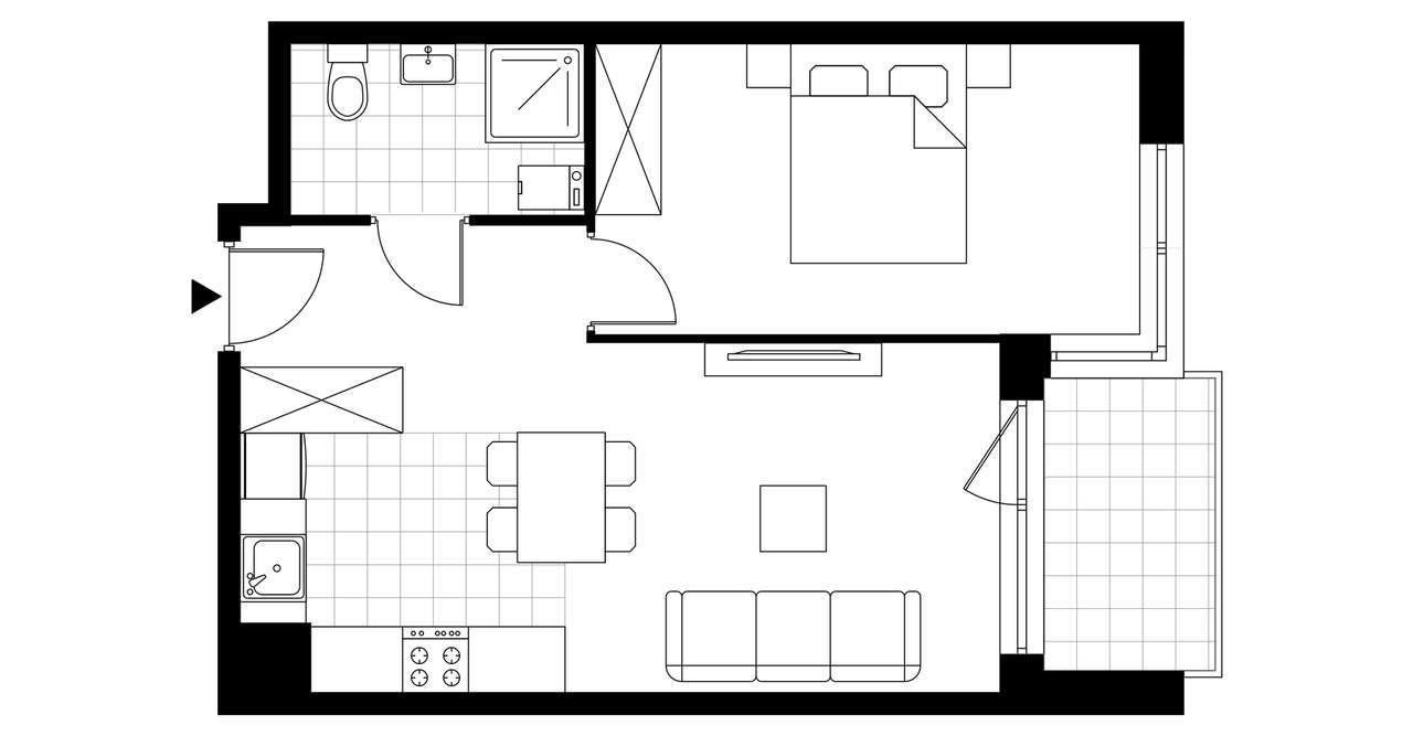2-pokojowe mieszkanie 43m2 + balkon Bezpośrednio - Pełny obrazek: 4/9
