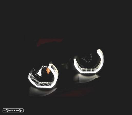 FAROIS ANGEL EYE 3D LED PARA BMW X5 99-03 FUNDO PRETO - 3