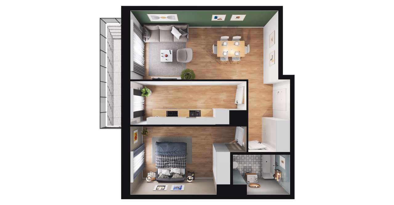 2-pokojowe mieszkanie 52m2 + balkon Bez Prowizji - Pełny obrazek: 2/7