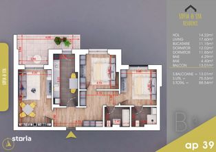 direct dezvoltator -3 camere +parcare -Pallady-Metrou  Teclu