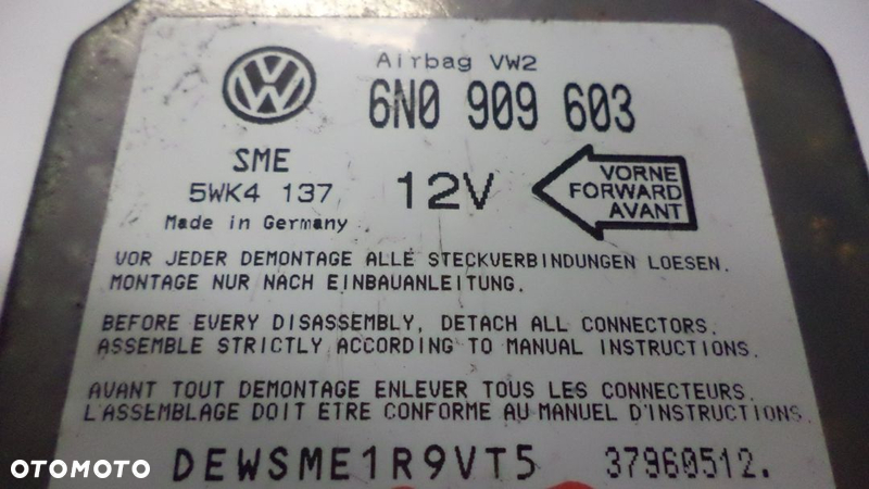 Komputer sterownik  AIR BAG VW AUDI 6N0909603 - 2