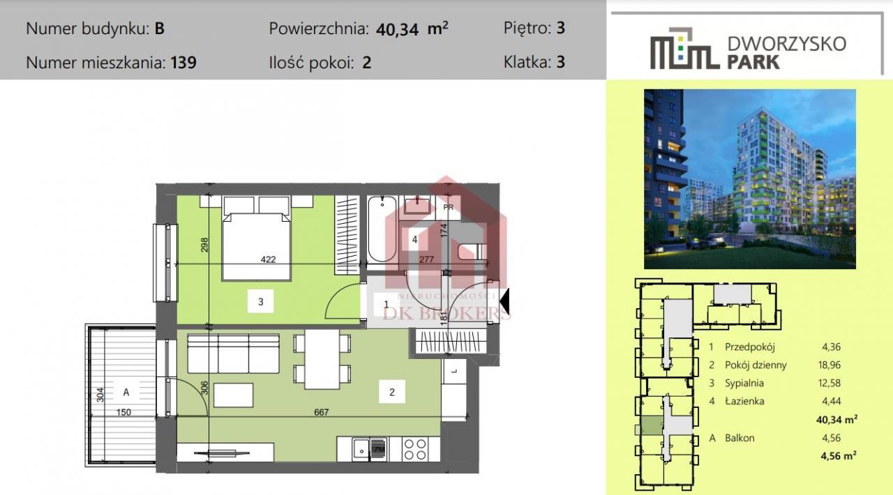 Ostatnie 40,34 m2 2 pokoje |3 piętro | Super cena!
